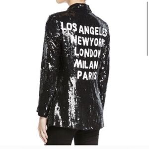 L’AGENCE Black Sequin City Blazer – Size 6 – Paris to LA Statement Jacket